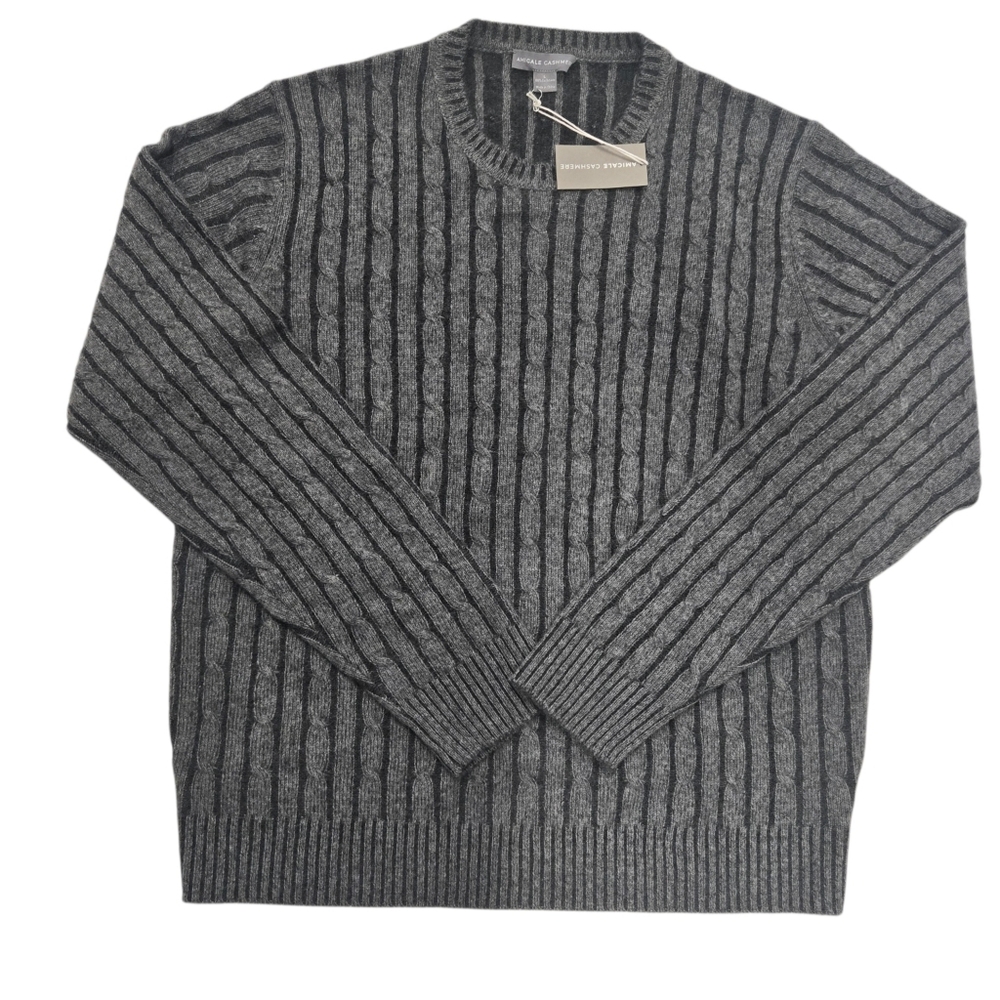 Amicale Cashmere Grey Cable Cashmereโ Sweater Umisex SZ L